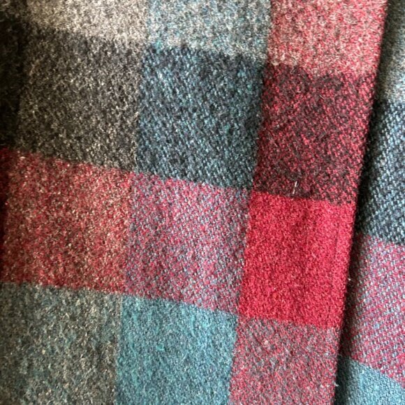 Plaid Wool Blend Batwing Cape Coat - Picture 2 of 6